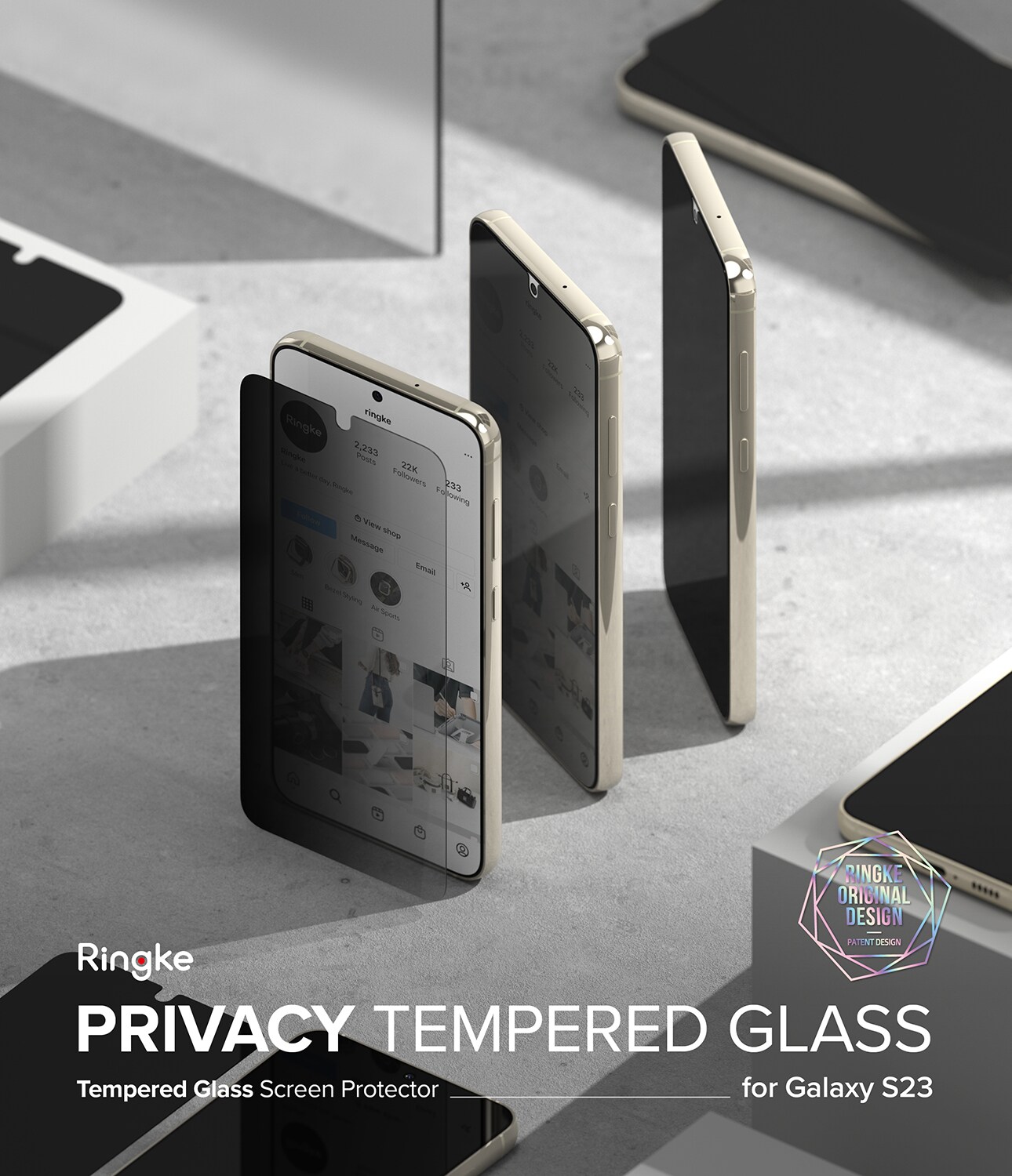 Samsung Galaxy S23 Anti-spy skærmbeskytter i glas med monteringsværktøj
