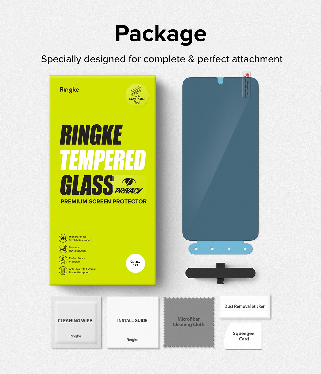 Samsung Galaxy S23 Anti-spy skærmbeskytter i glas med monteringsværktøj
