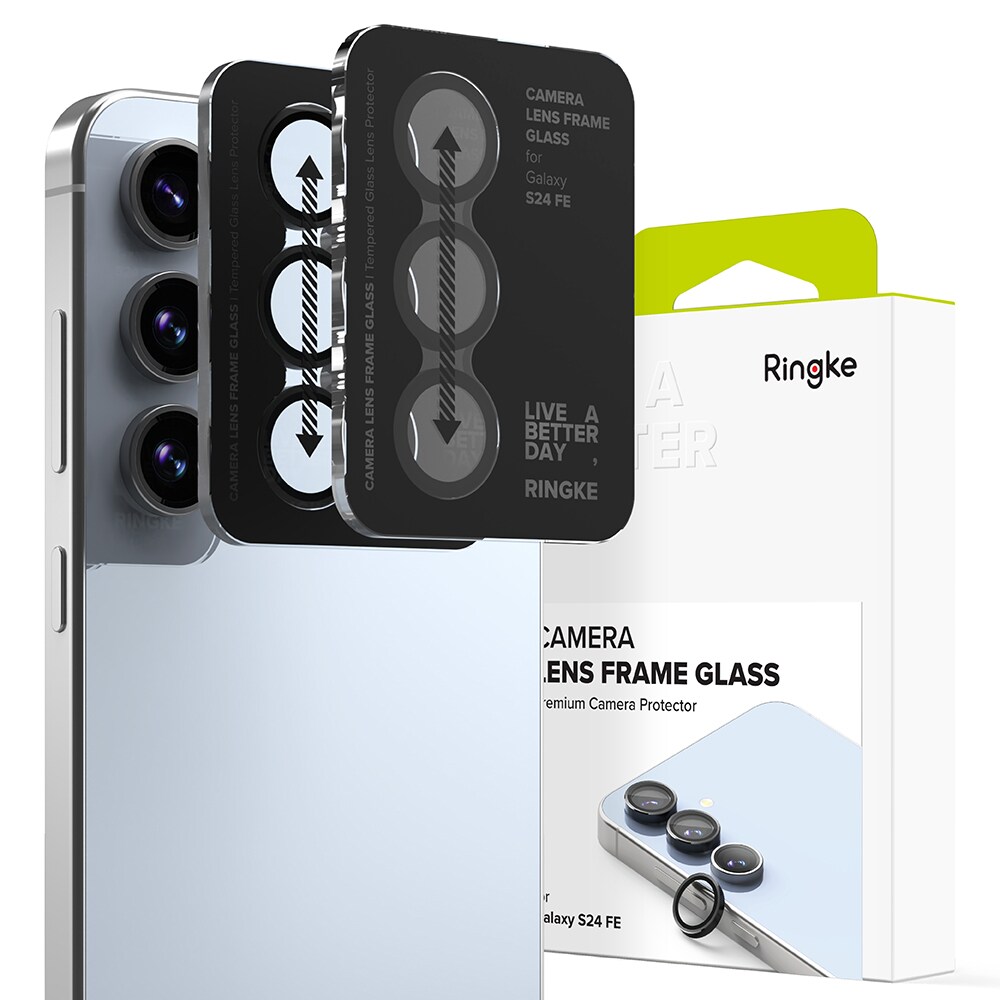 Samsung Galaxy S24 FE 2-pak linsebeskyttere med aluminiumsramme, Sort