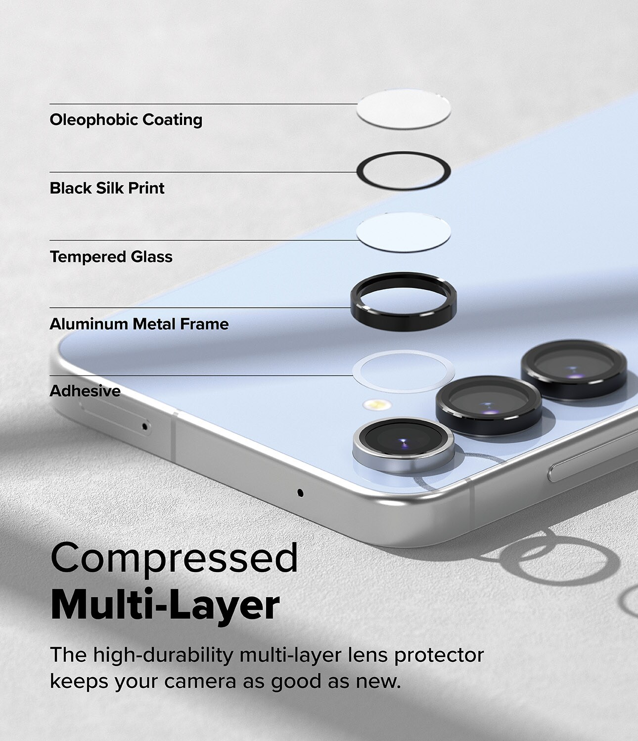 Samsung Galaxy S24 FE 2-pak linsebeskyttere med aluminiumsramme, Sort
