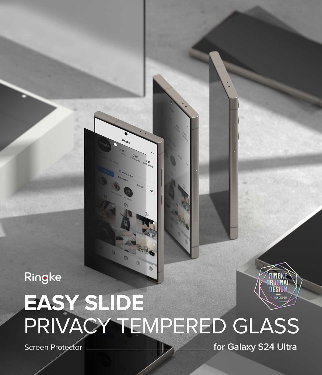 Samsung Galaxy S24 Ultra Anti-spy skærmbeskytter i glas med monteringsramme (2-pak)