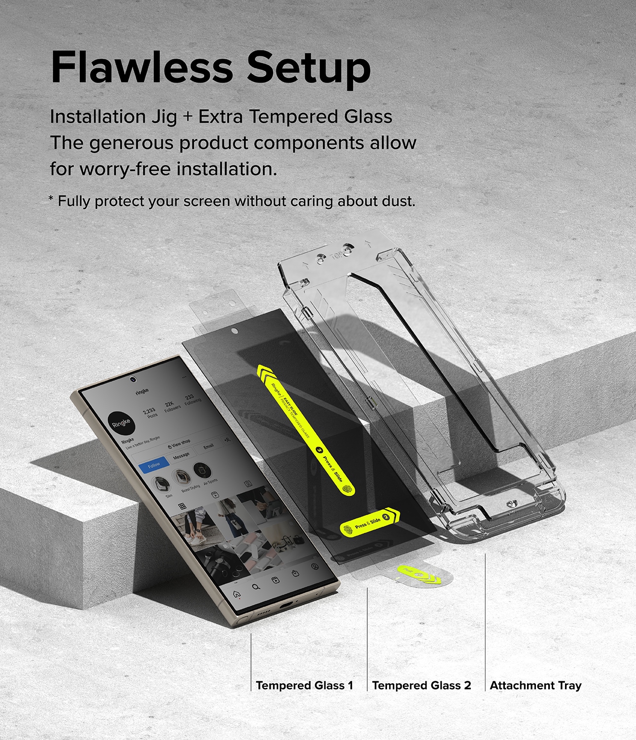 Samsung Galaxy S24 Ultra Anti-spy skærmbeskytter i glas med monteringsramme (2-pak)