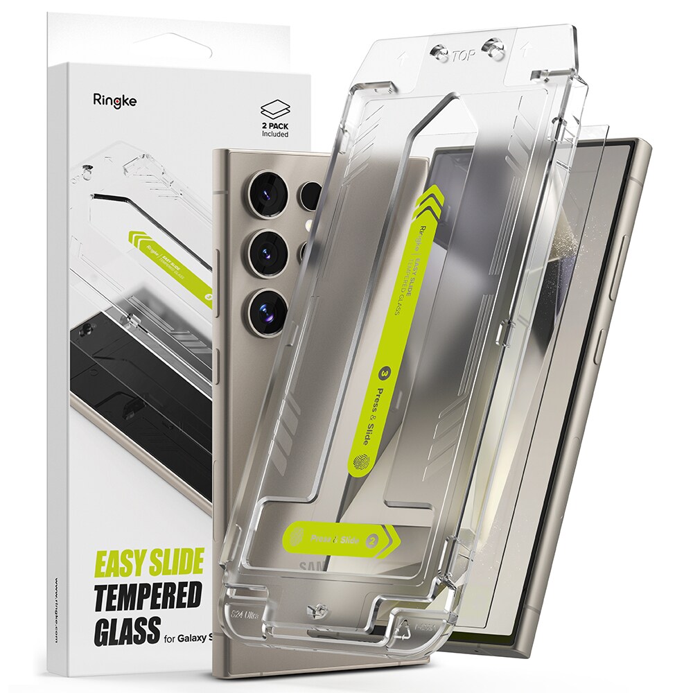 Samsung Galaxy S24 Ultra Skærmbeskytter i glas med monteringsramme (2-pak)