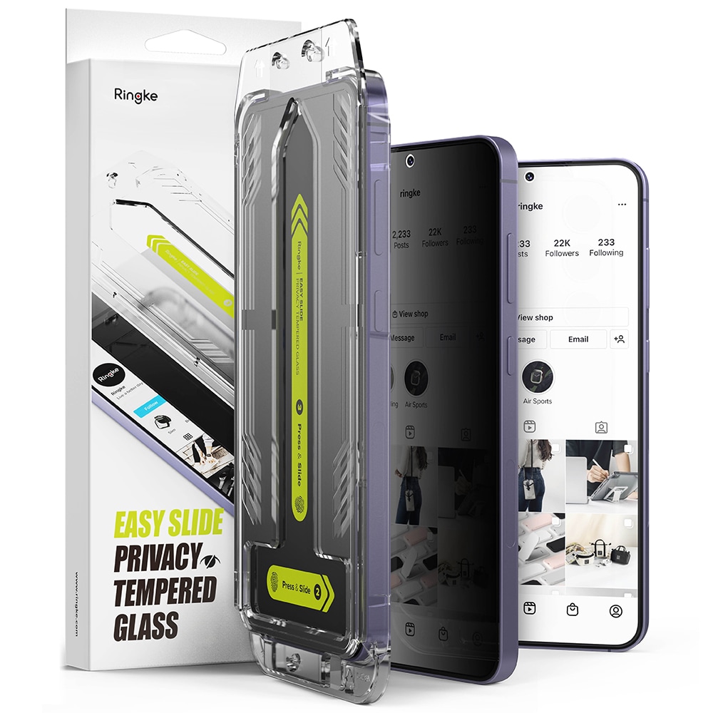 Samsung Galaxy S24 Plus Anti-spy skærmbeskytter i glas med monteringsramme (2-pak)