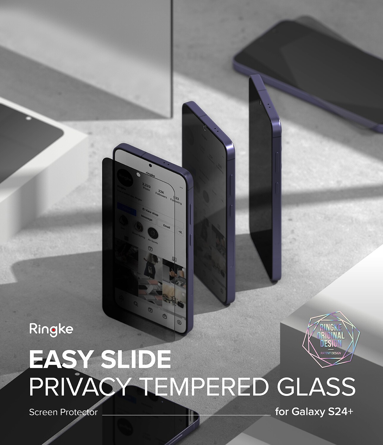 Samsung Galaxy S24 Plus Anti-spy skærmbeskytter i glas med monteringsramme (2-pak)