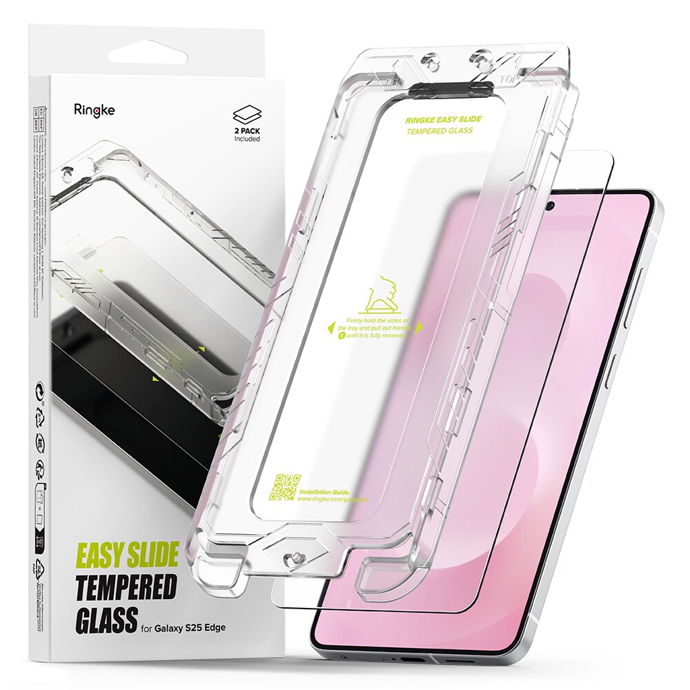 Samsung Galaxy S25 Edge Skærmbeskytter i glas med monteringsramme (2-pak)