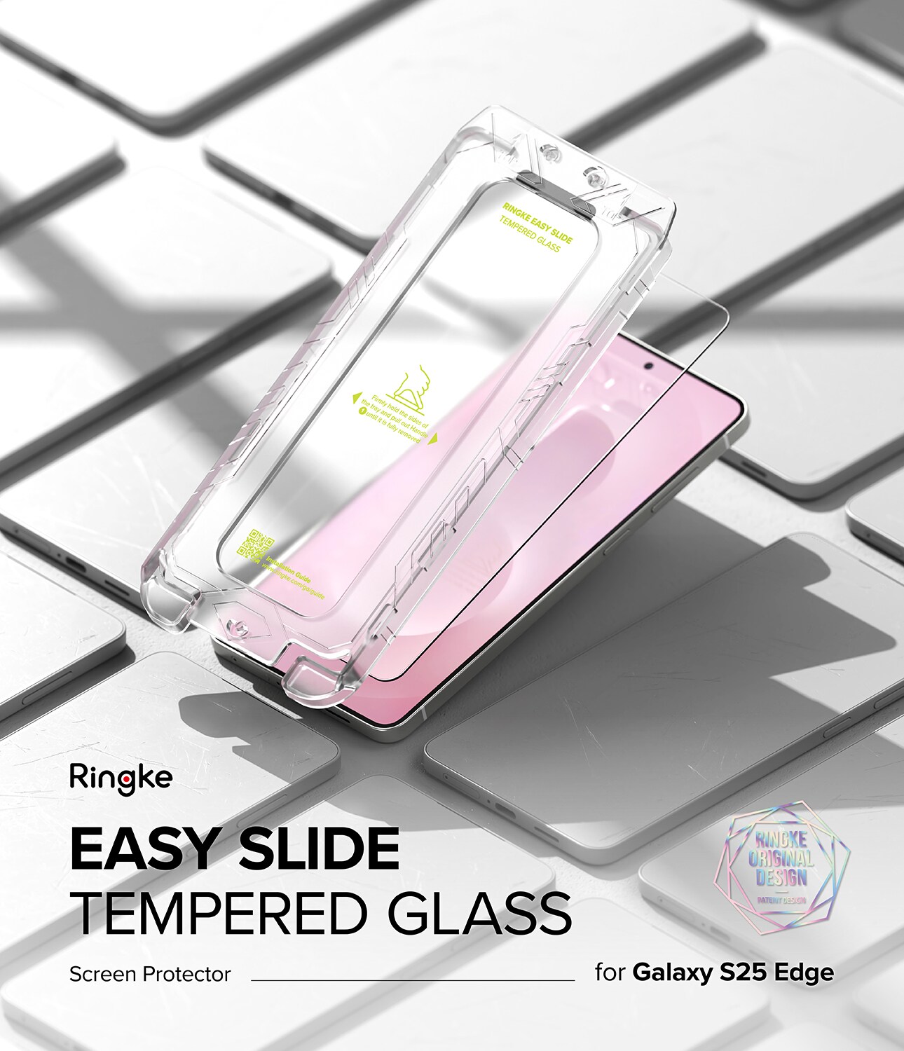 Samsung Galaxy S25 Edge Skærmbeskytter i glas med monteringsramme (2-pak)