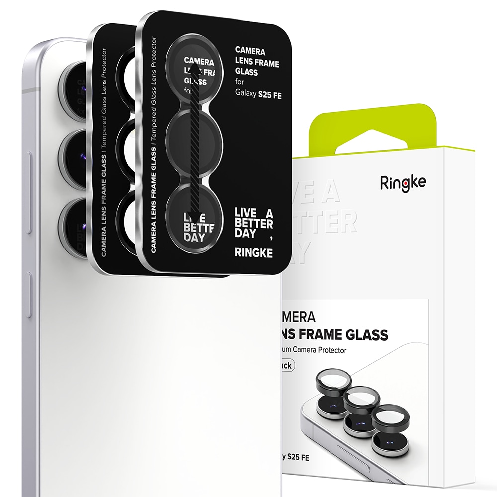 Samsung Galaxy S25 FE 2-pak linsebeskyttere med aluminiumsramme, Sort