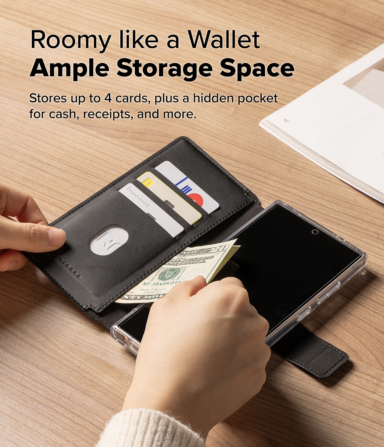 Samsung Galaxy S23 Ultra Folio Grip Wallet Magnetic, Sort