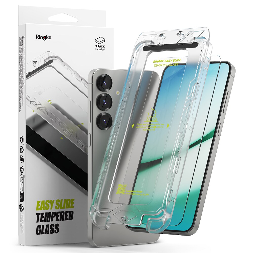 Samsung Galaxy S25 Skærmbeskytter i glas med monteringsramme (2-pak)