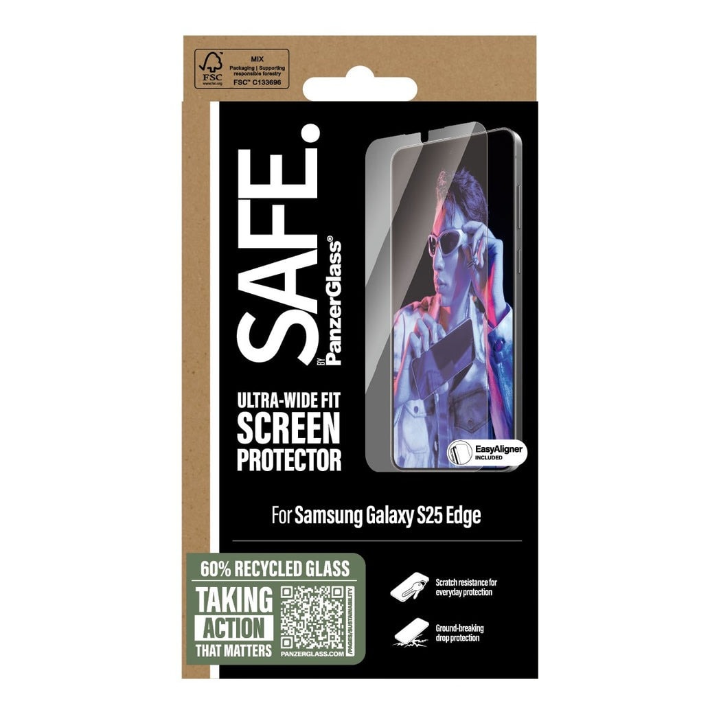 Samsung Galaxy S25 Edge Skærmbeskytter i glas med installationsramme - Ultra Wide Fit
