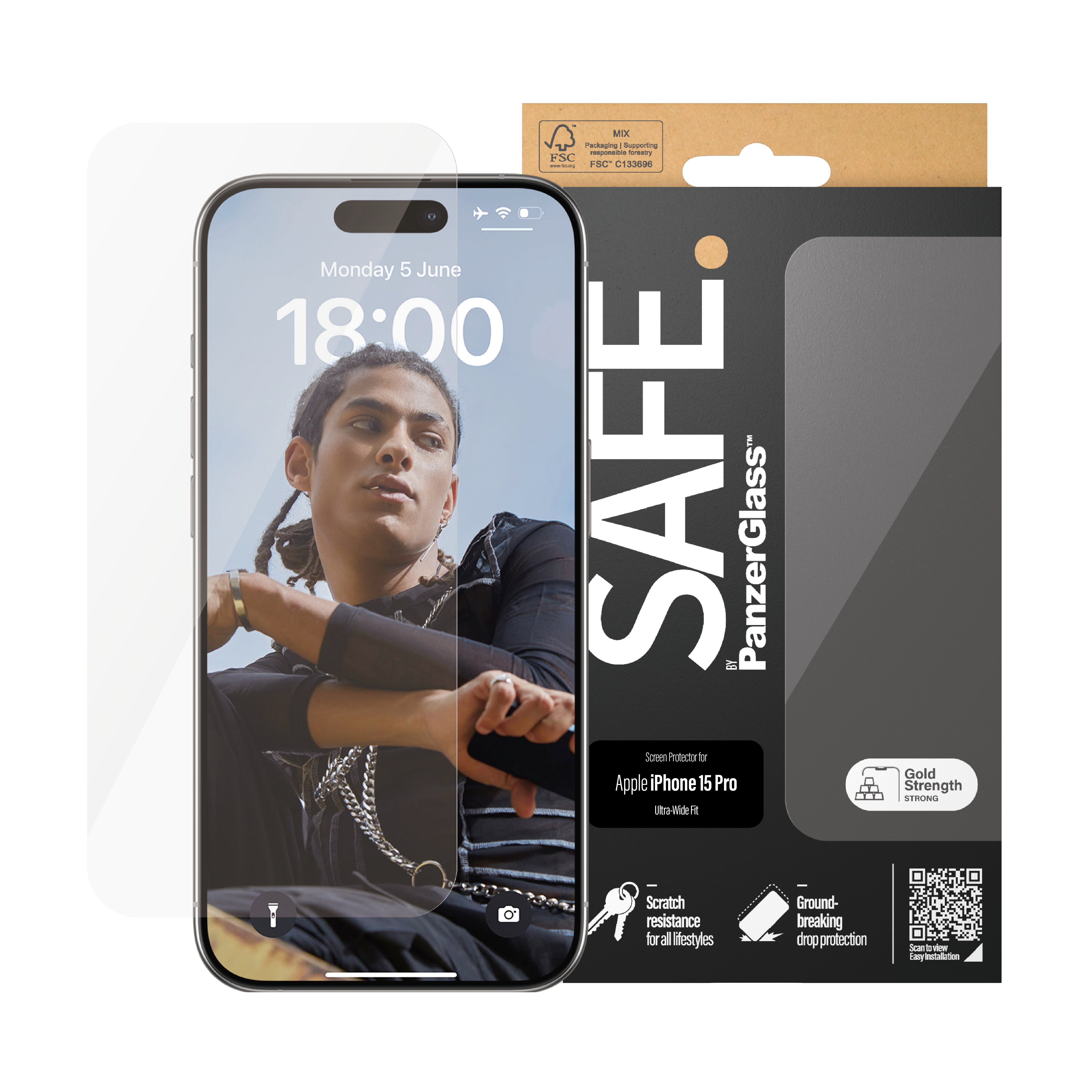 iPhone 15 Pro Skærmbeskytter i glas - Ultra Wide Fit