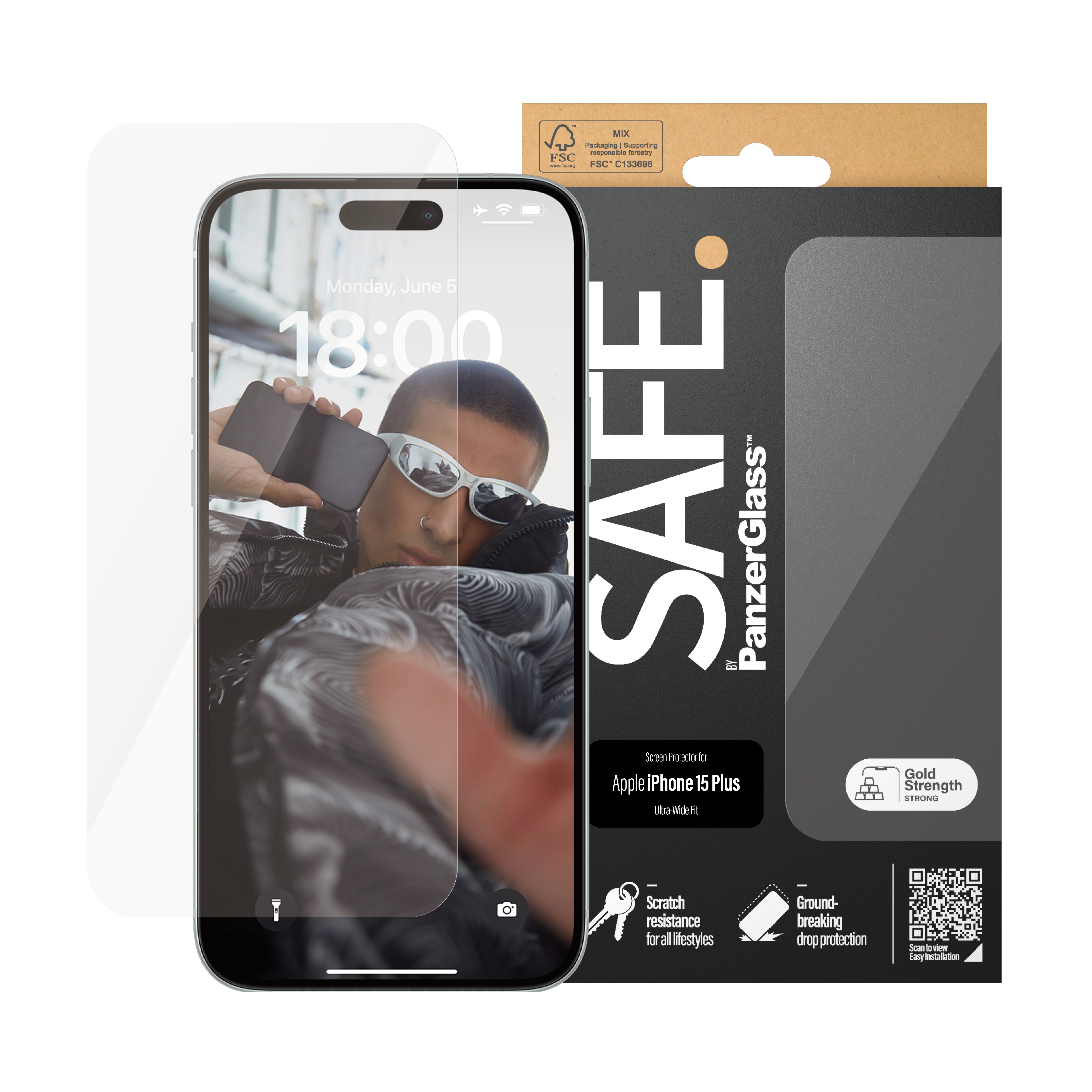 iPhone 15 Plus Skærmbeskytter i glas - Ultra Wide Fit