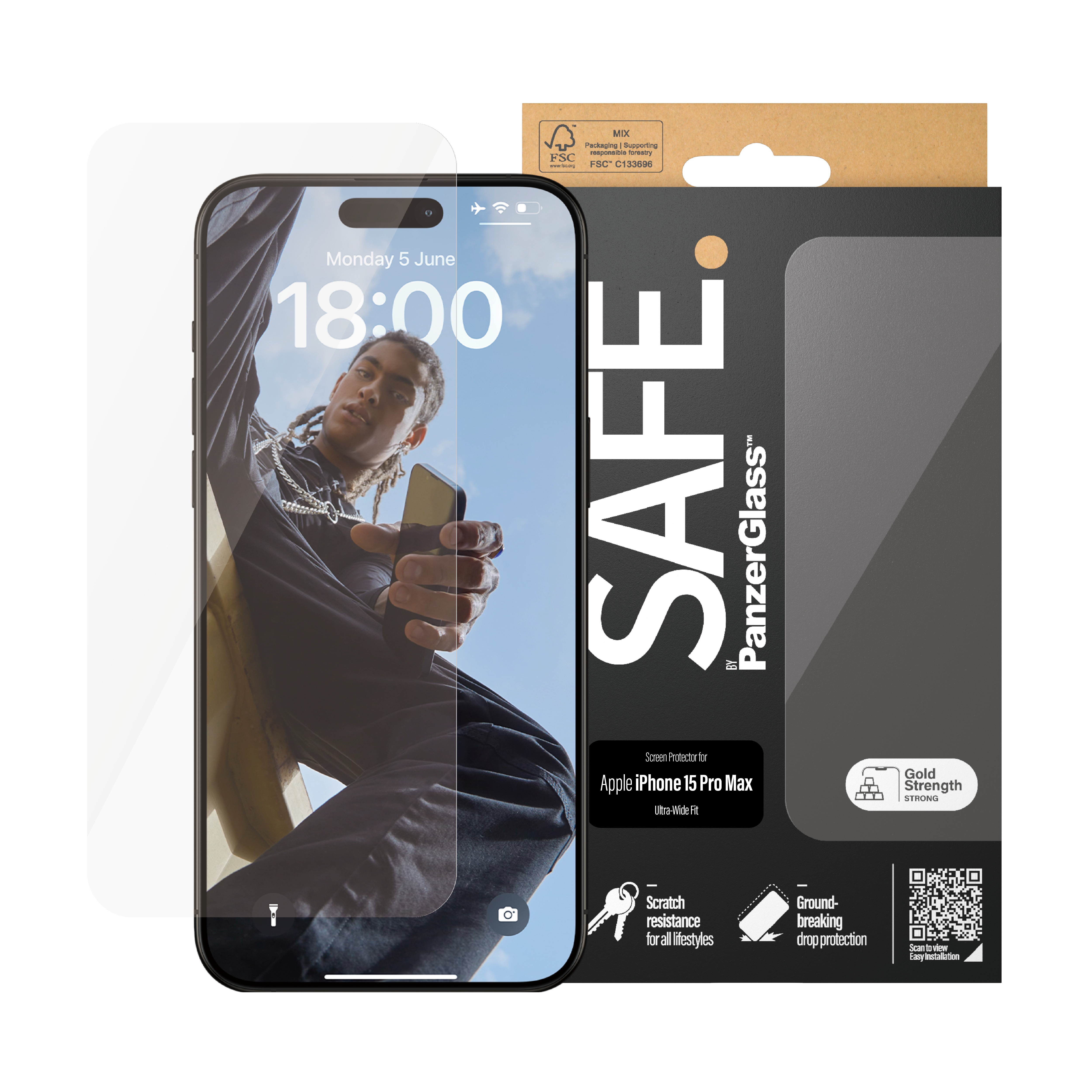 iPhone 15 Pro Max Skærmbeskytter i glas - Ultra Wide Fit