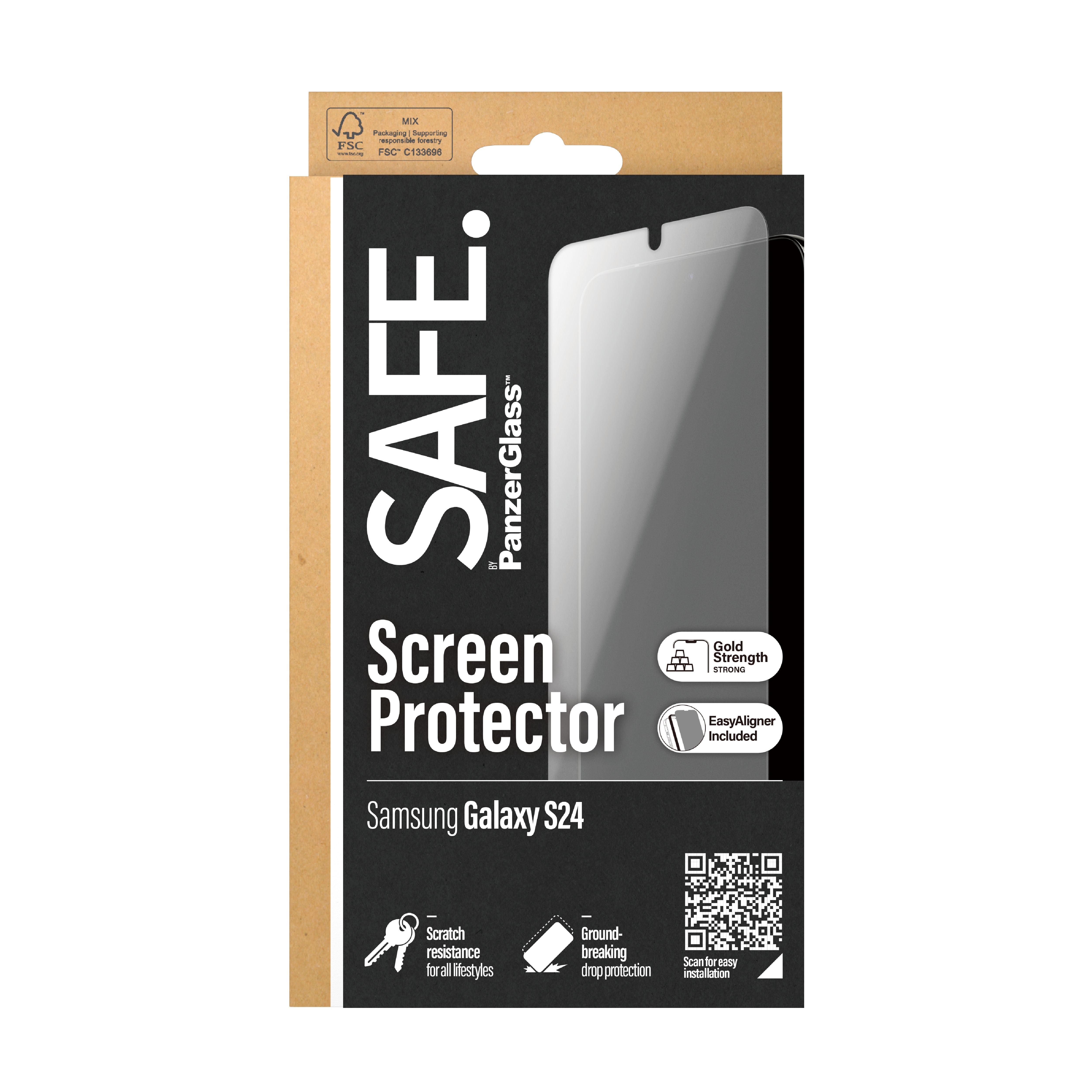 Samsung Galaxy S24 Skærmbeskytter i glas med installationsramme - Ultra Wide Fit