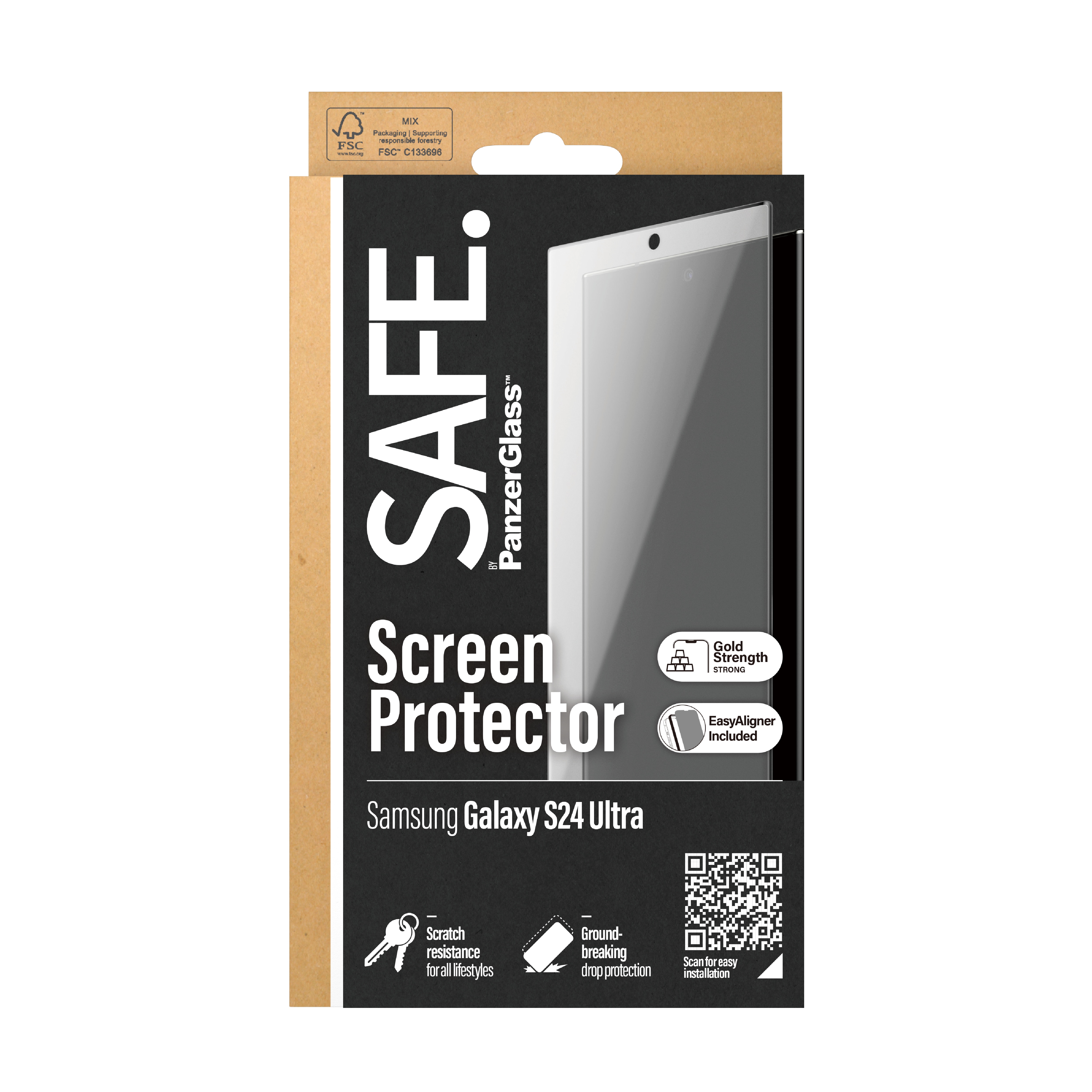 Samsung Galaxy S24 Ultra Skærmbeskytter i glas med installationsramme - Ultra Wide Fit