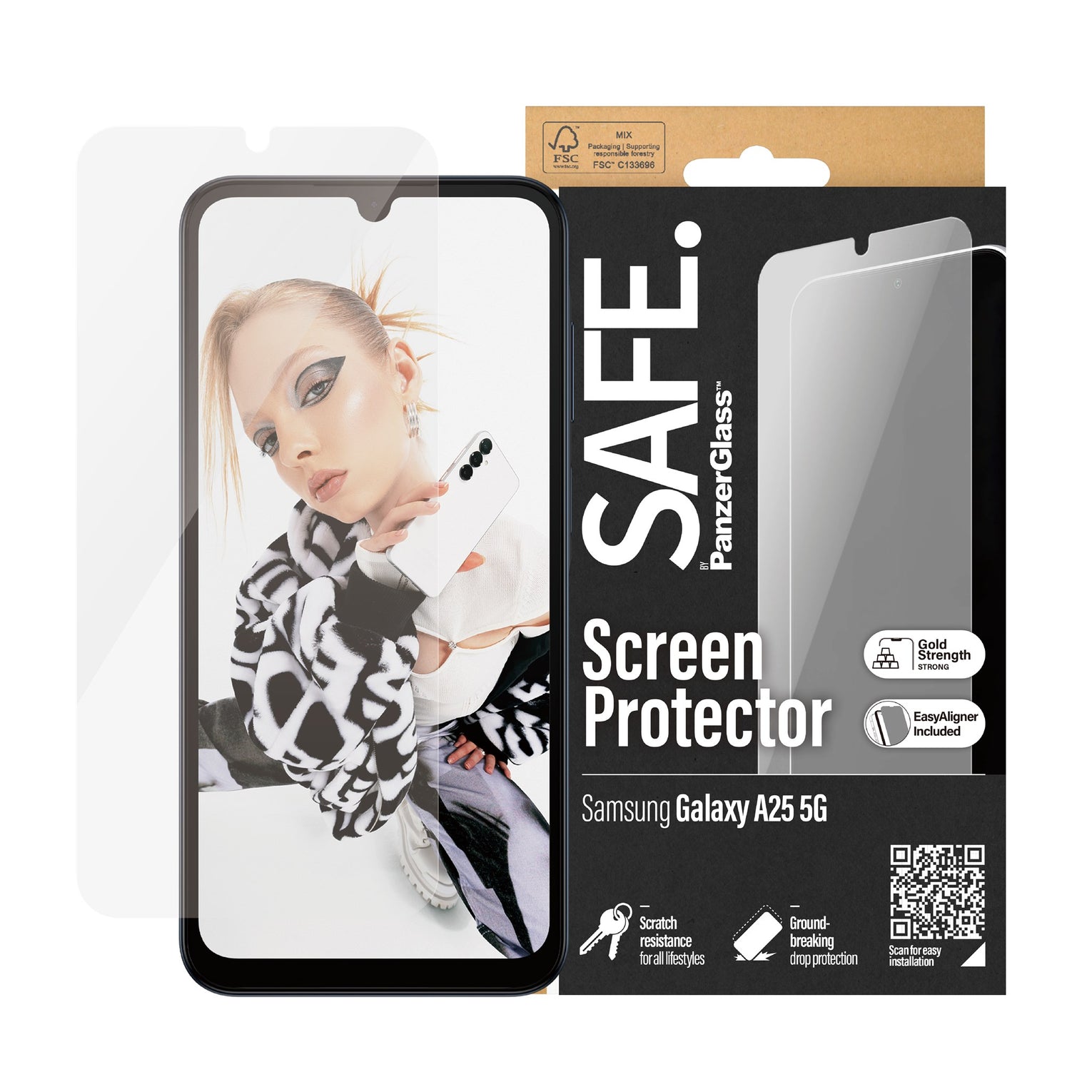 Samsung Galaxy A25 Skærmbeskytter i glas med installationsramme - Ultra Wide Fit
