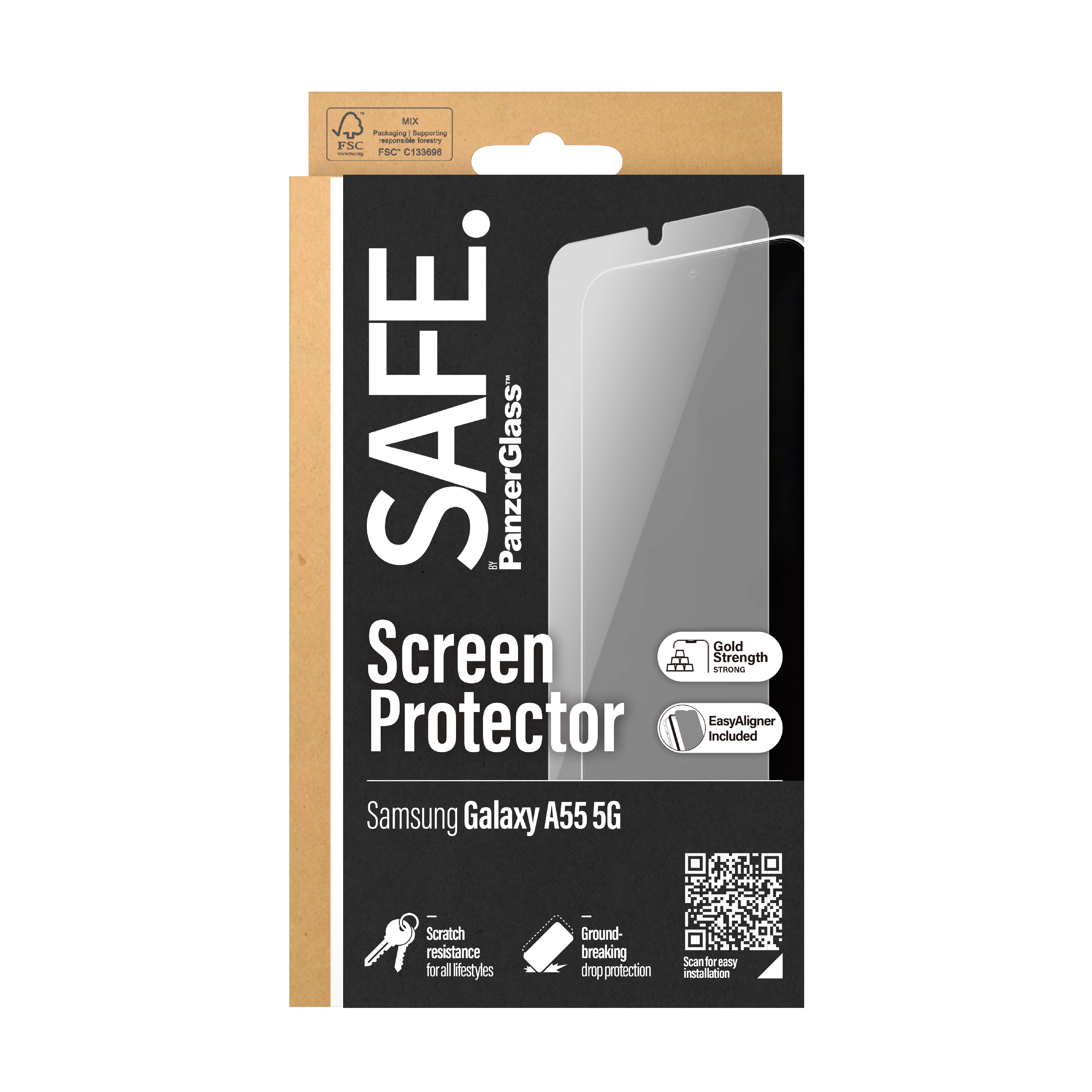 Samsung Galaxy A55 Skærmbeskytter i glas med installationsramme - Ultra Wide Fit