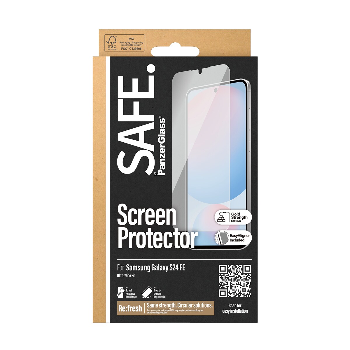 Samsung Galaxy S24 FE Skærmbeskytter i glas med installationsramme - Ultra Wide Fit