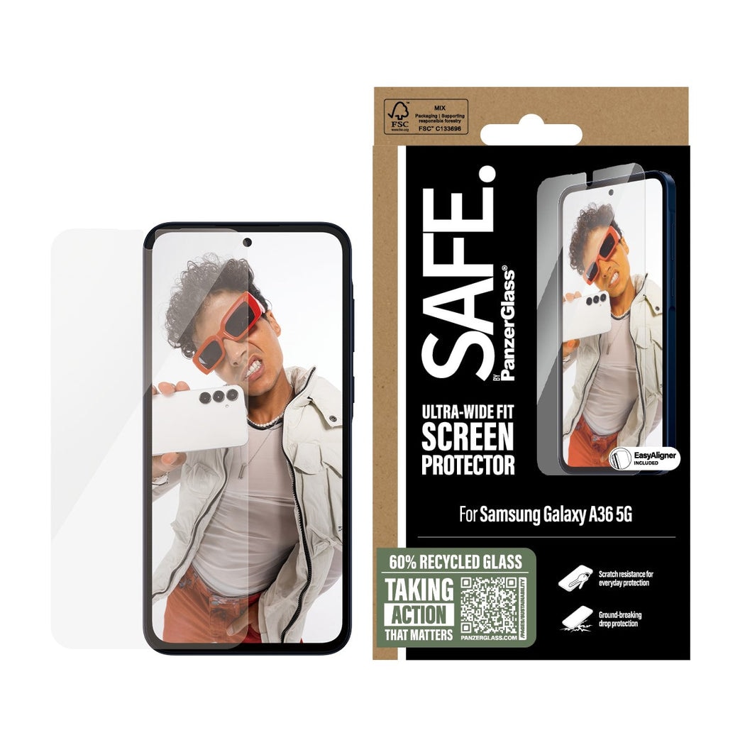 Samsung Galaxy A36 Skærmbeskytter i glas med installationsramme - Ultra Wide Fit