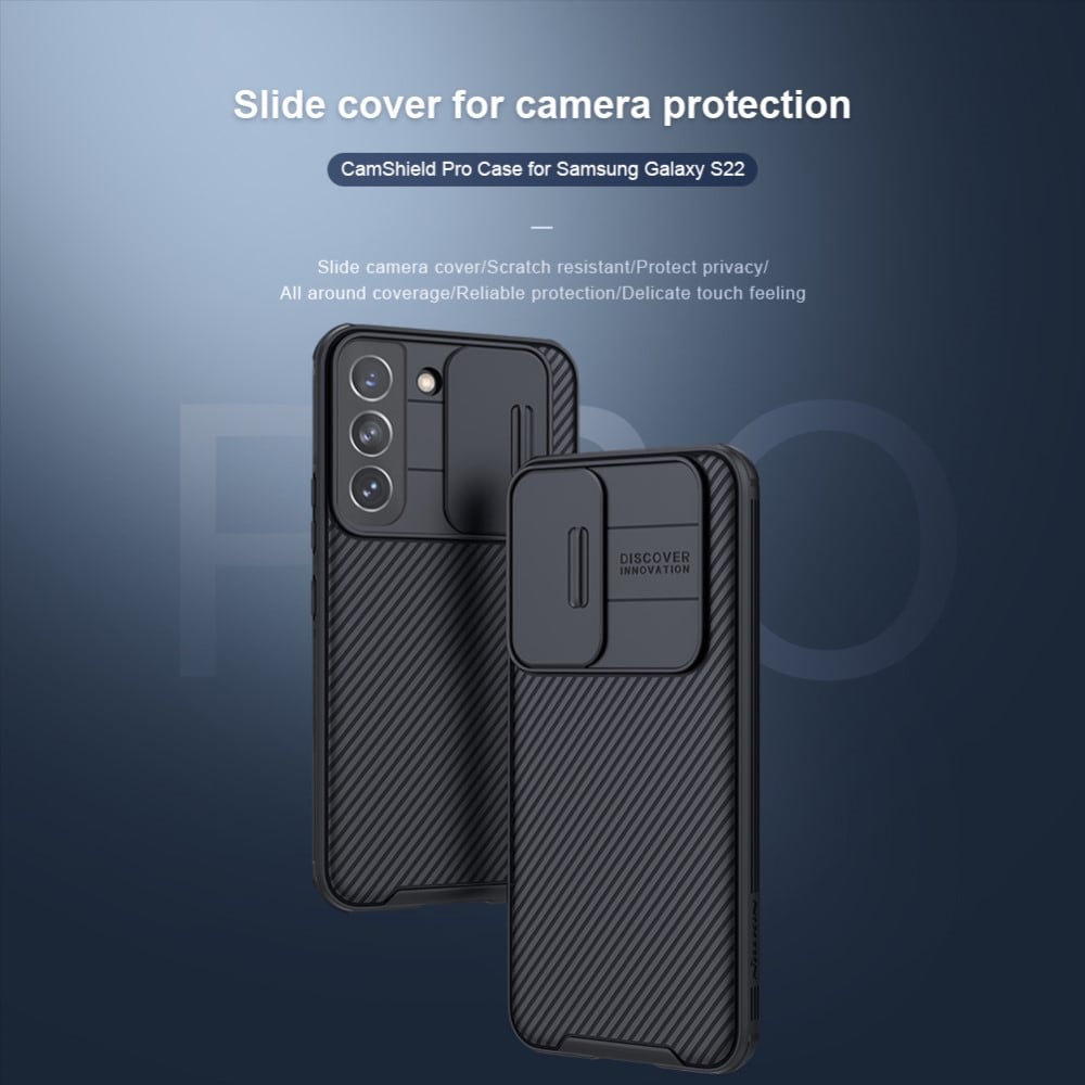 Samsung Galaxy S22 Cover med kamerabeskyttelse - CamShield, Sort