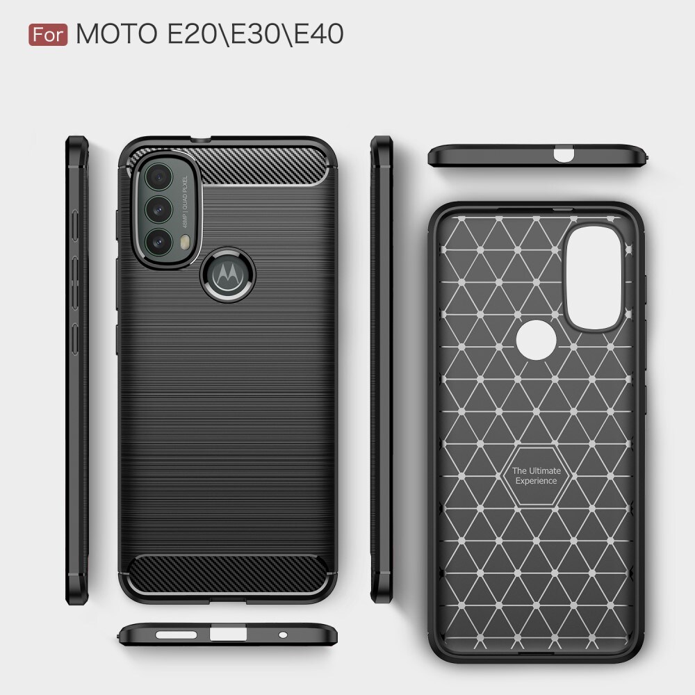 Motorola Moto E20/Moto E40 TPU-cover Brushed, Sort