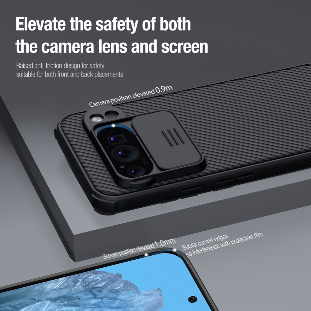Google Pixel 9 Pro Cover med kamerabeskyttelse - CamShield, Sort