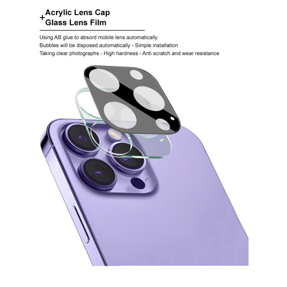 iPhone 15 Pro Max Kamerabeskyttelse i glas, Sort