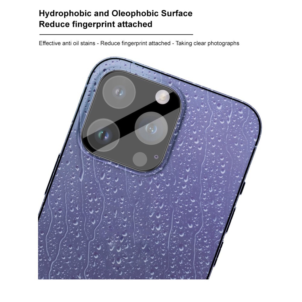 iPhone 15 Pro Max Kamerabeskyttelse i glas, Sort