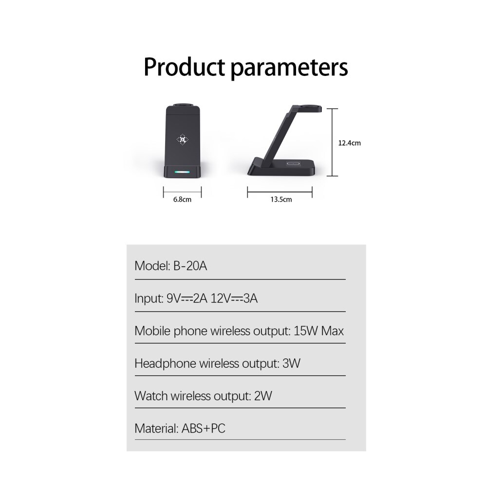Trådløs 3-i-1 Samsung oplader, Sort