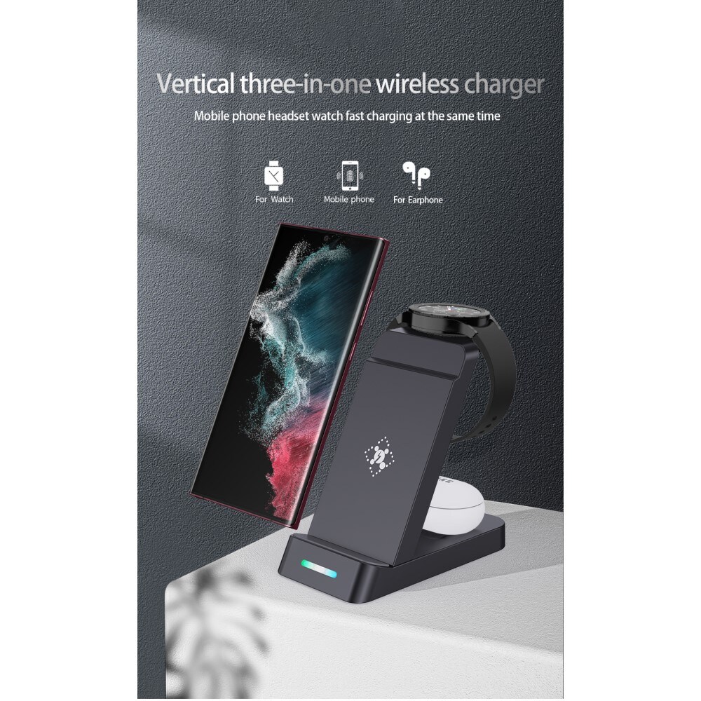 Trådløs 3-i-1 Samsung oplader, Sort