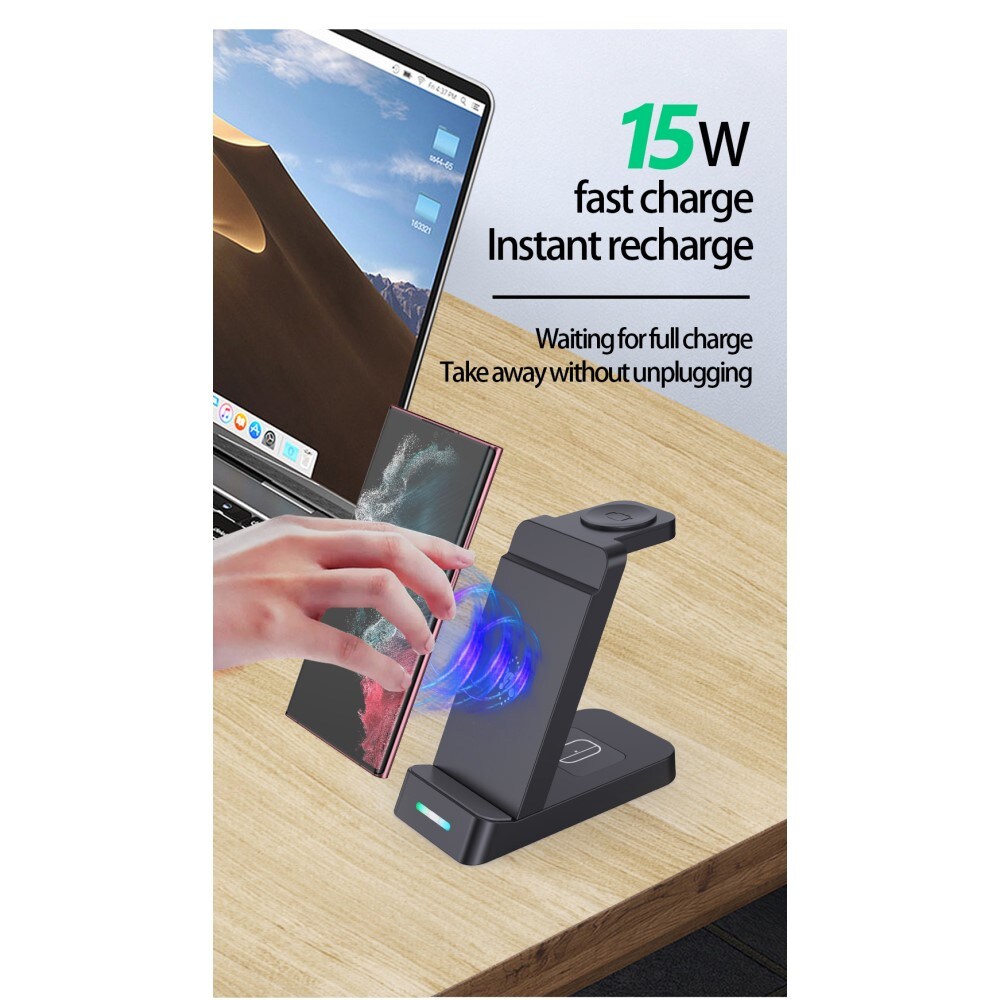 Trådløs 3-i-1 Samsung oplader, Sort