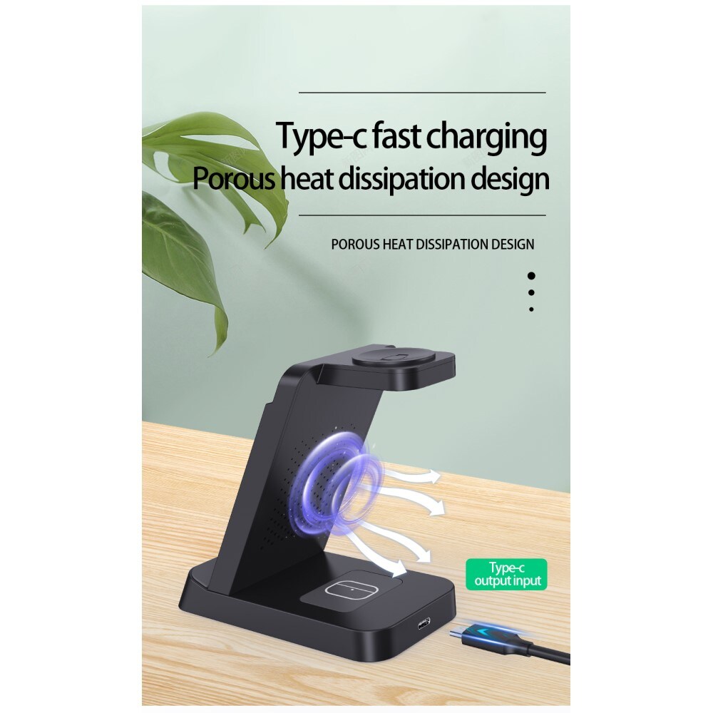 Trådløs 3-i-1 Samsung oplader, Sort
