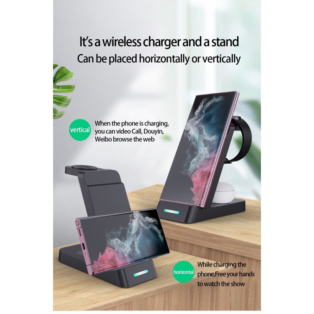 Trådløs 3-i-1 Samsung oplader, Sort