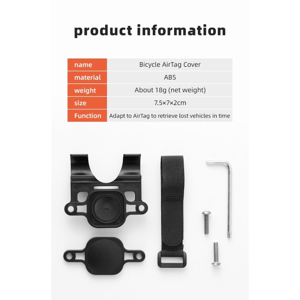 Apple AirTag Holder til cykel med cykelpumpeholder, Sort