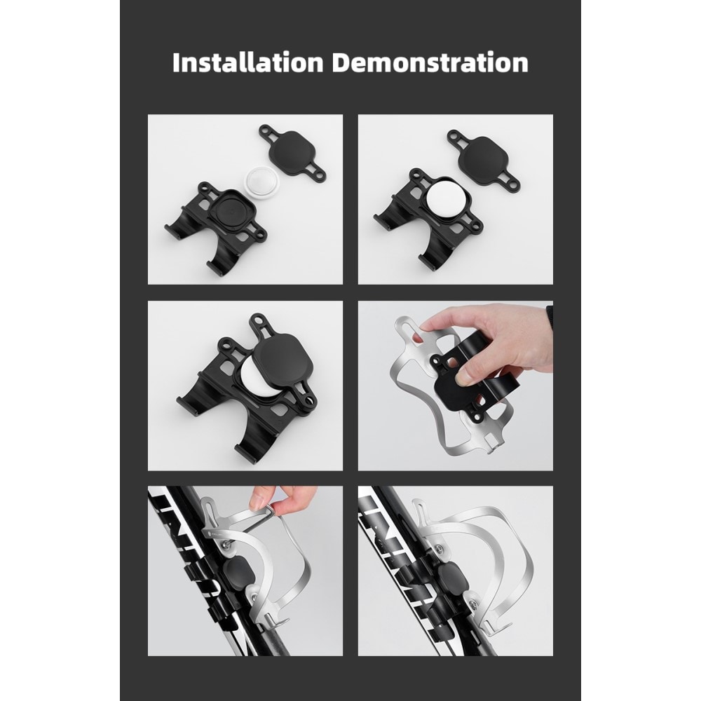 Apple AirTag Holder til cykel med cykelpumpeholder, Sort