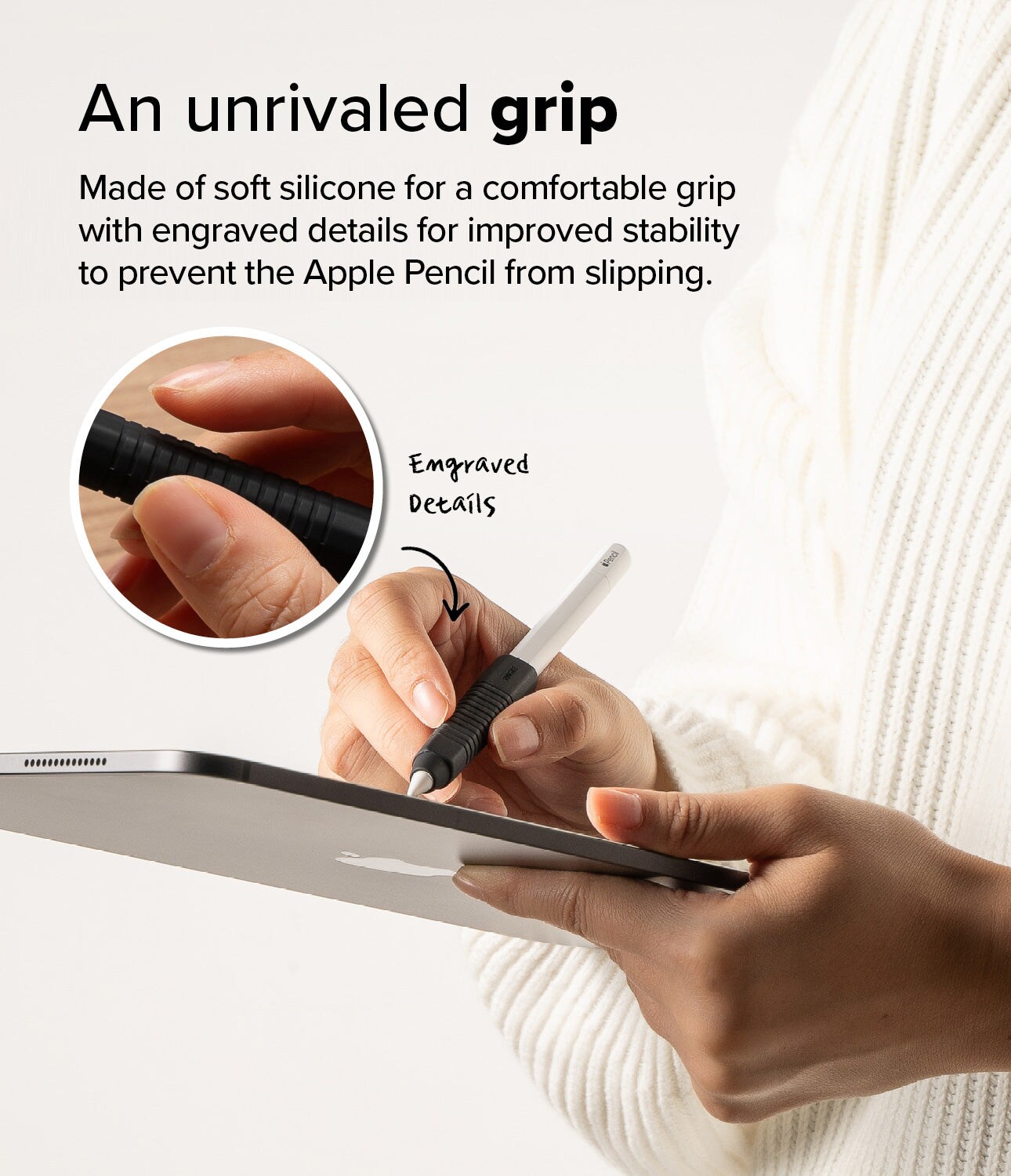 Apple Pencil grip i silikone, Sort