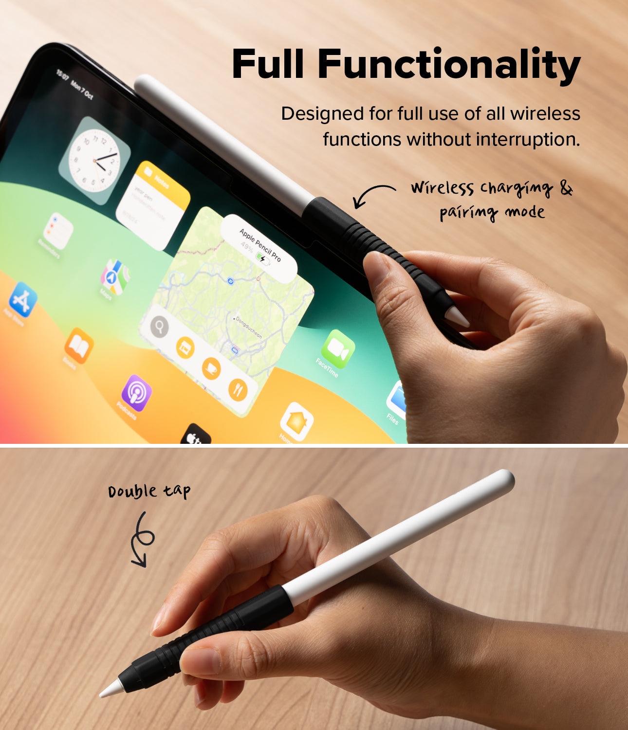 Apple Pencil grip i silikone, Sort