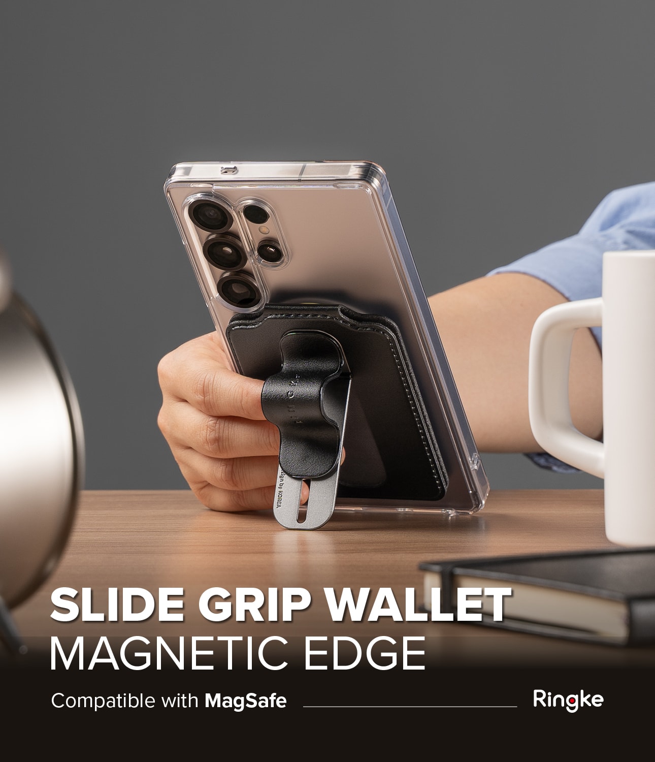 Samsung Galaxy Magnetisk kortholder med greb, Sort
