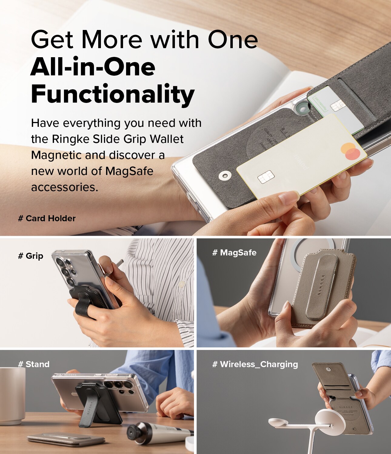 Samsung Galaxy Magnetisk kortholder med greb, Sort