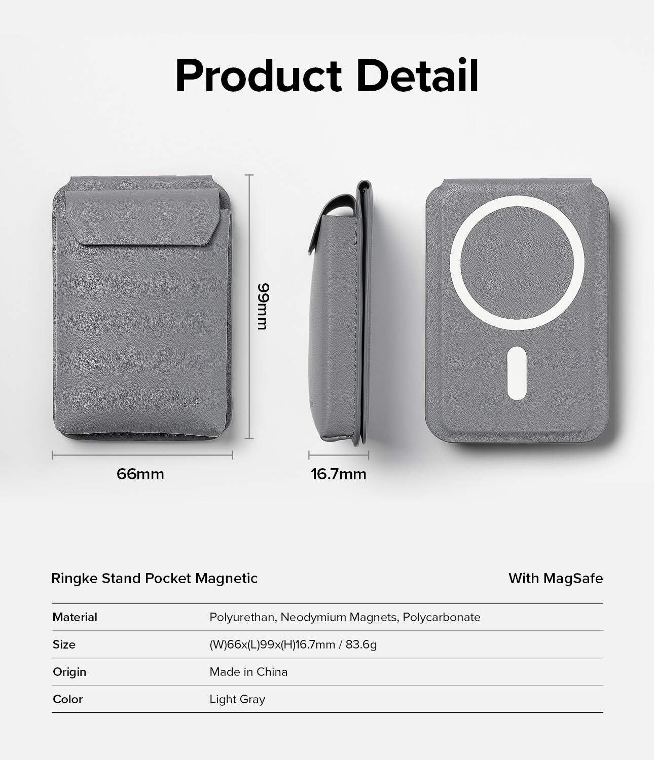 MagSafe pung med stativ, Light Grey