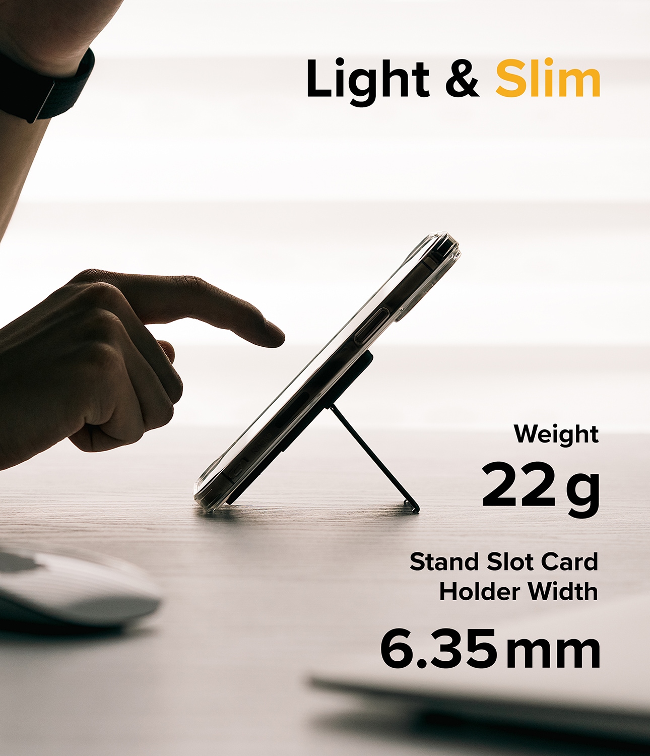 Stand Card Slot kortholder, Clear Mist