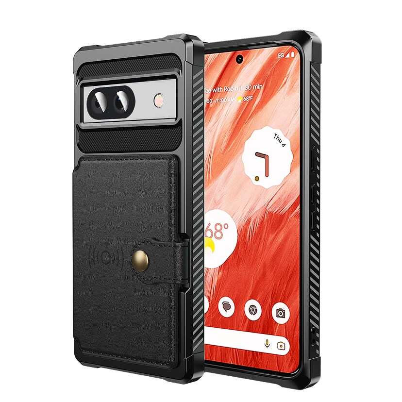 Google Pixel 8a Stødsikkert mobilcover med pung, Sort