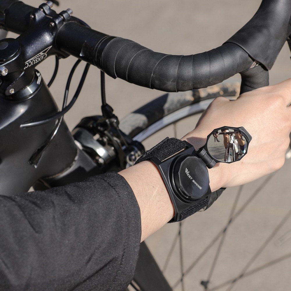 Roterbart cykelsidespejl til håndleddet, Sort