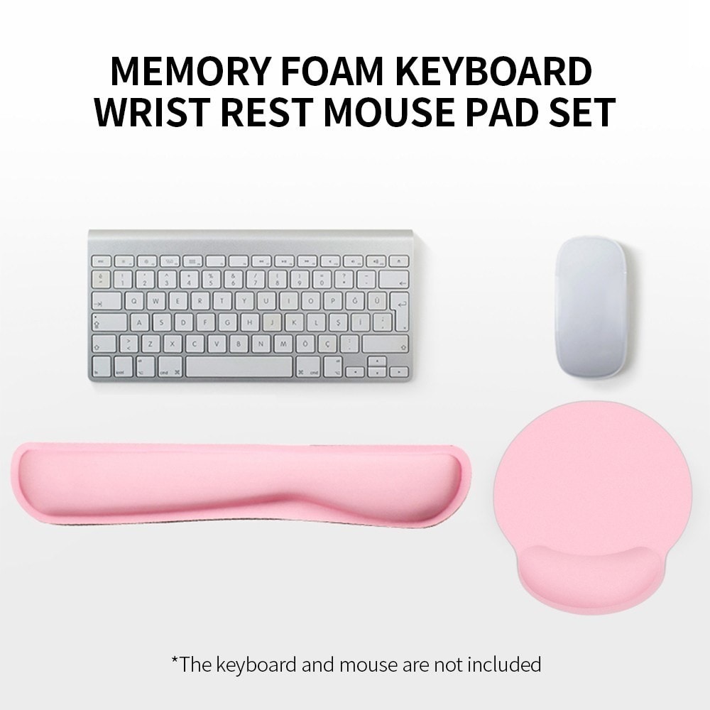 Ergonomisk støtte til tastatur + musemåtte, Lyserød