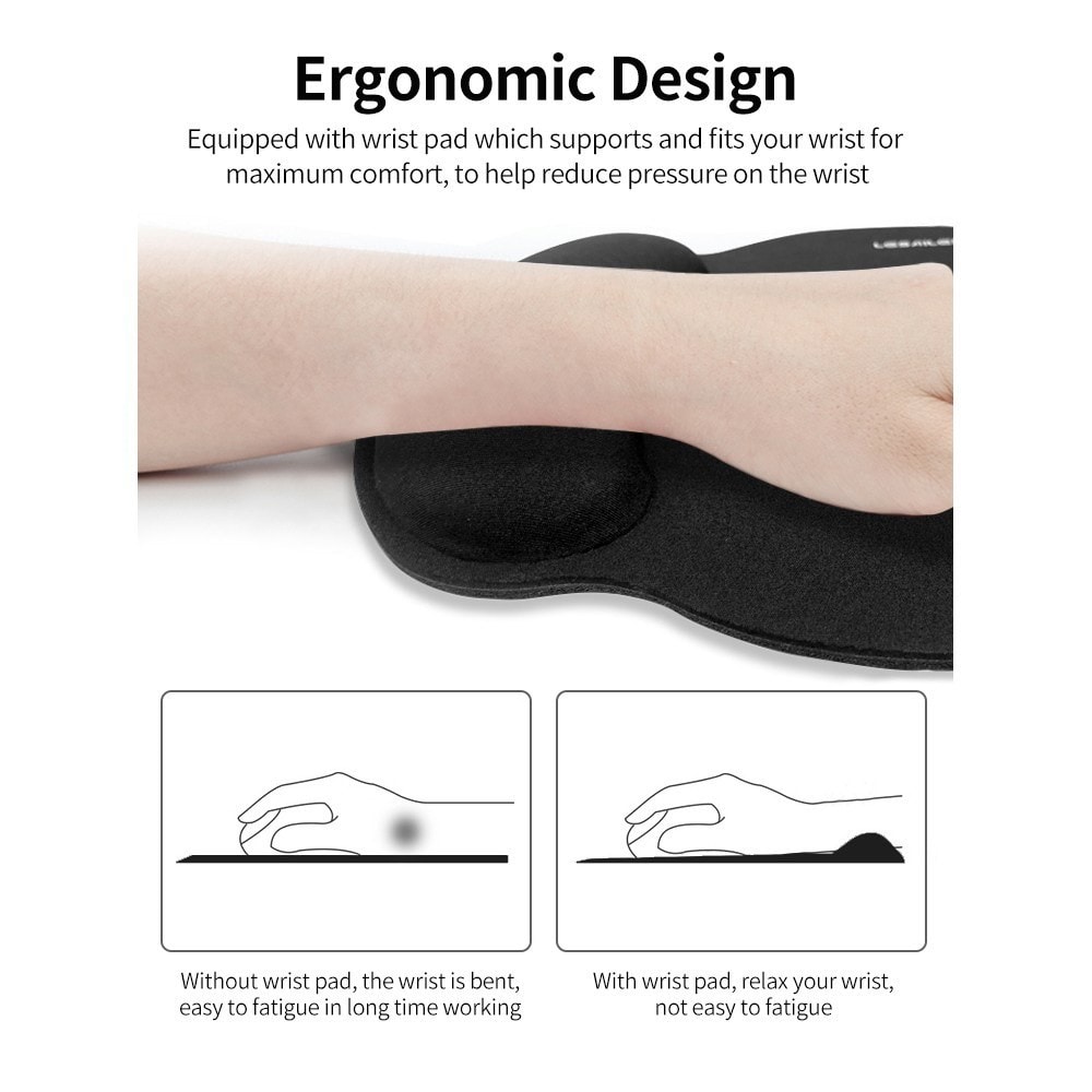 Musemåtte med ergonomisk støtte, Sort