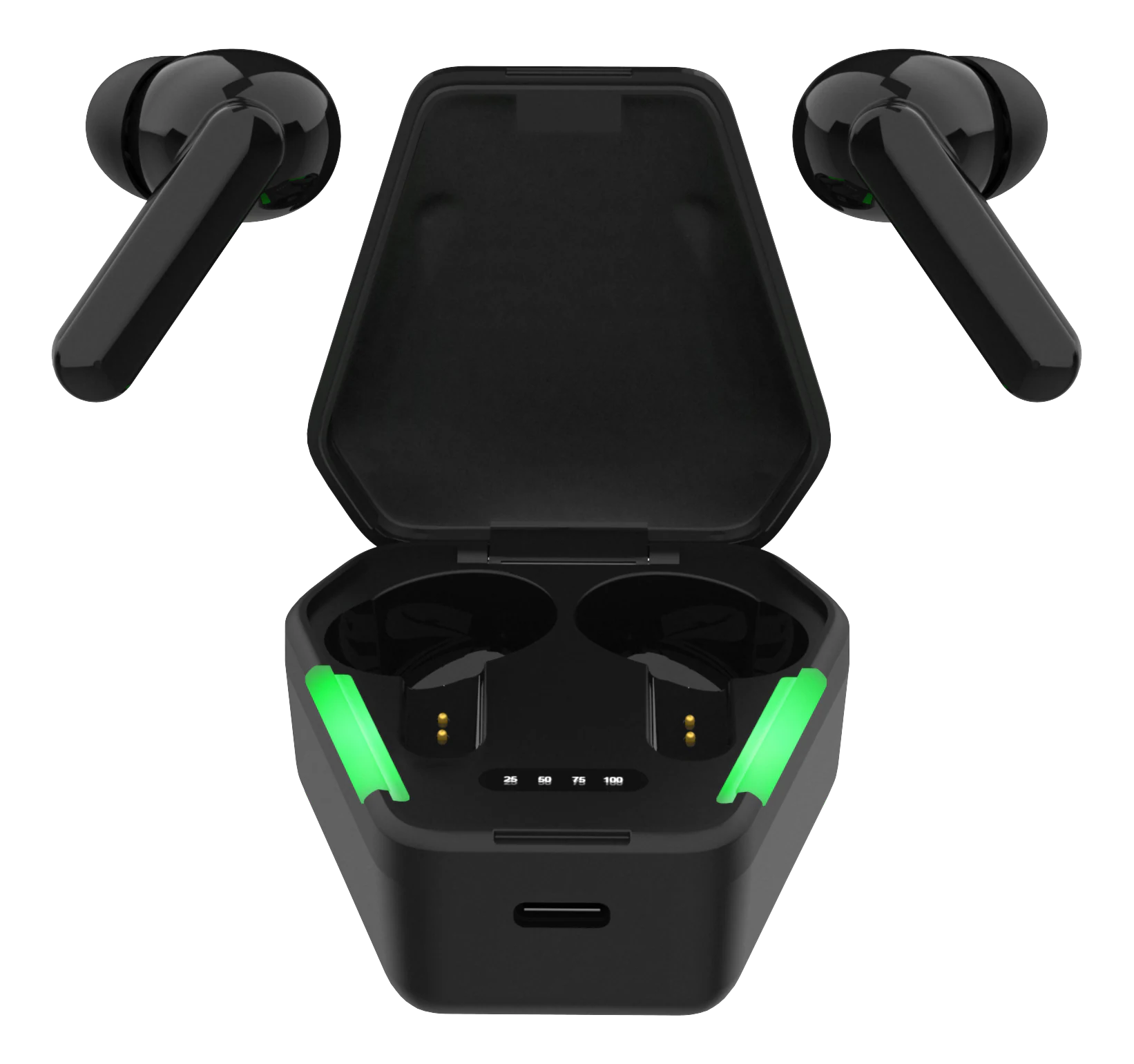 Gaming TWS høretelefoner in-ear trådløse, Sort