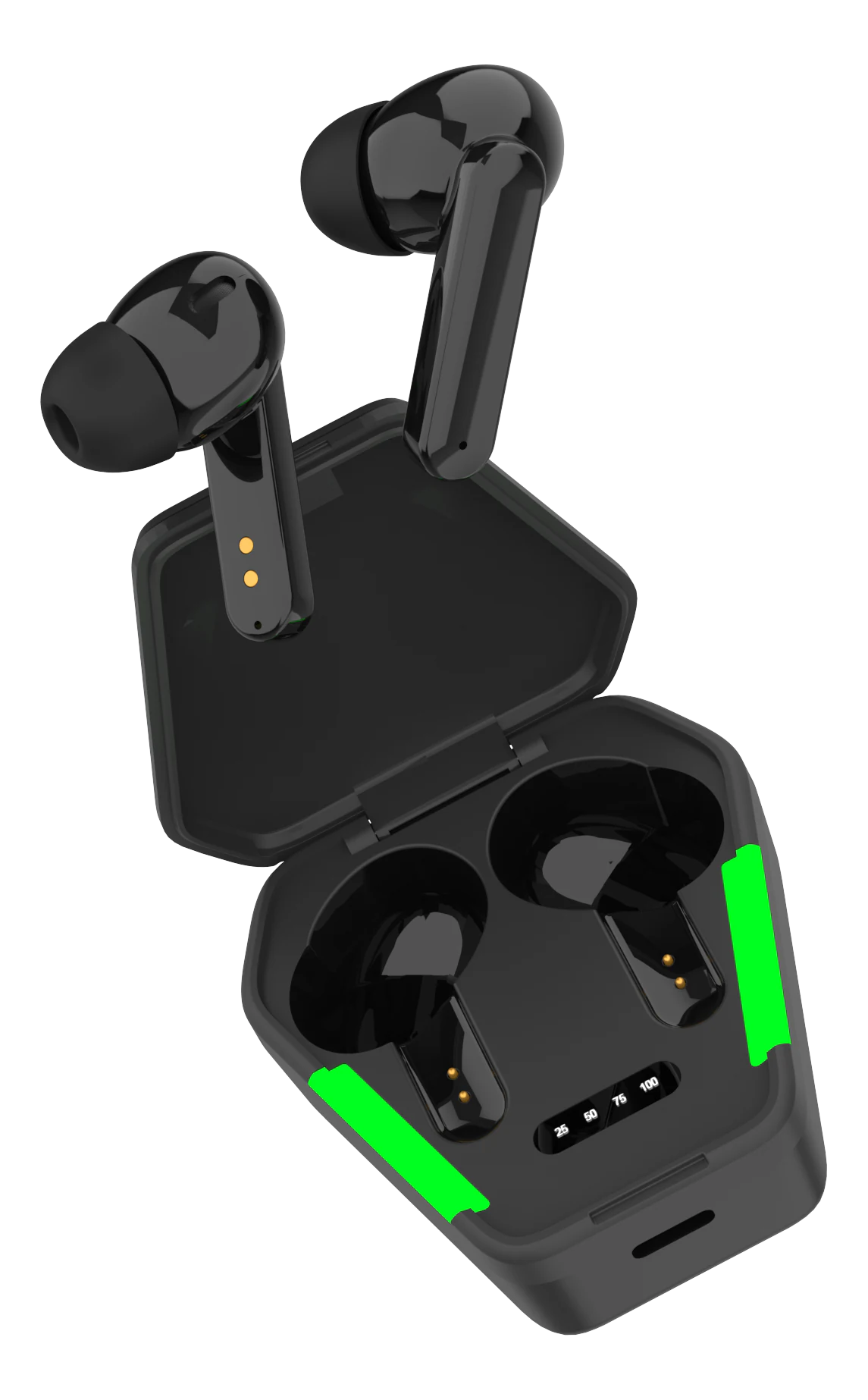 Gaming TWS høretelefoner in-ear trådløse, Sort