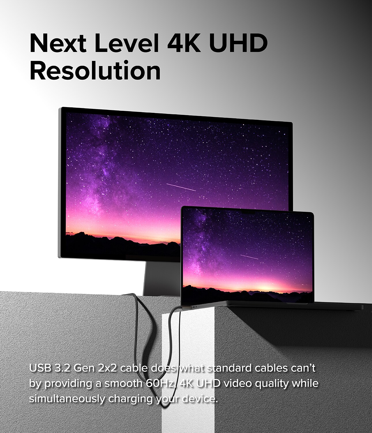 USB-C til USB-C 3.2 Gen 2x2 opladningskabel 2 m 240W, Sort