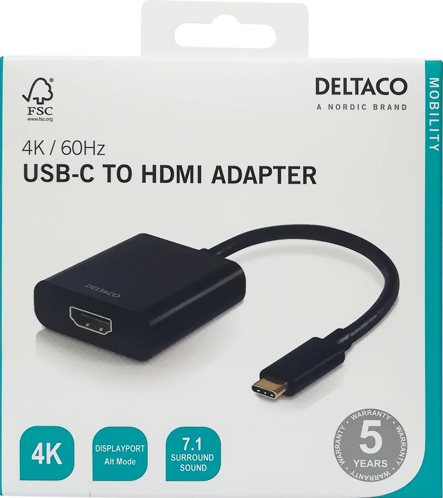 USB-C til HDMI adapter 4K UHD, Sort